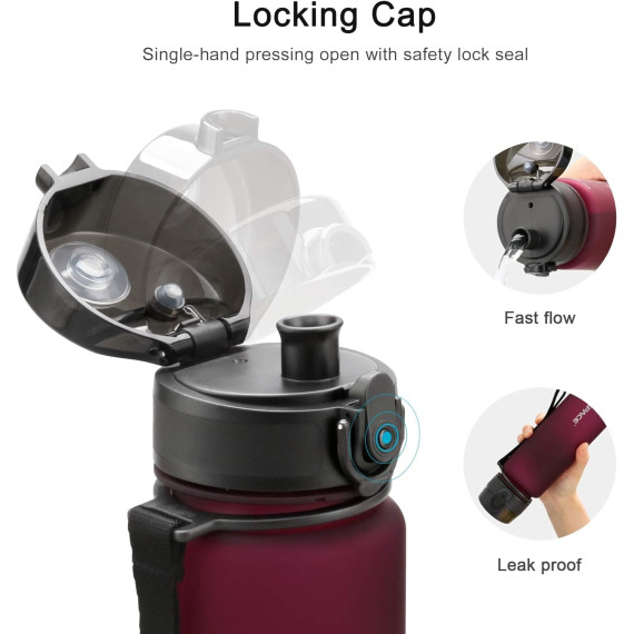 Butelka na wodę z tritanu 650ml Bidon sportowy bordowy