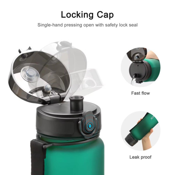 Butelka na wodę z tritanu 650ml Bidon sportowy ciemnozielony