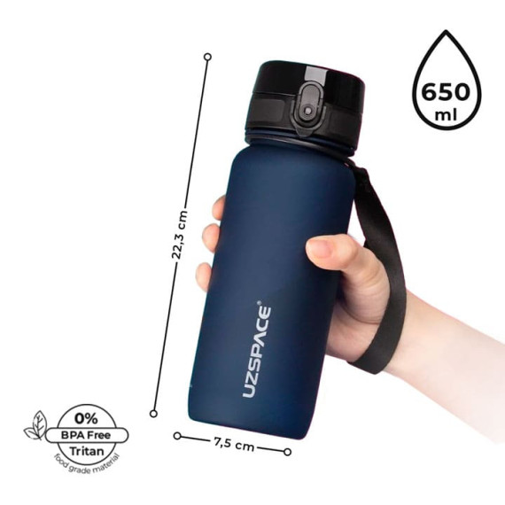 Butelka na wodę z tritanu 650ml Bidon sportowy ciemnoniebieski