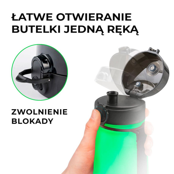 Butelka na wodę z tritanu 650ml Bidon sportowy na trening zielony