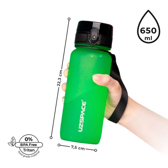 Butelka na wodę z tritanu 650ml Bidon sportowy na trening zielony
