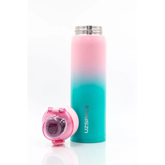 Butelka termiczna stalowa 500ml Termos z ustnikiem różowo-turkusowy