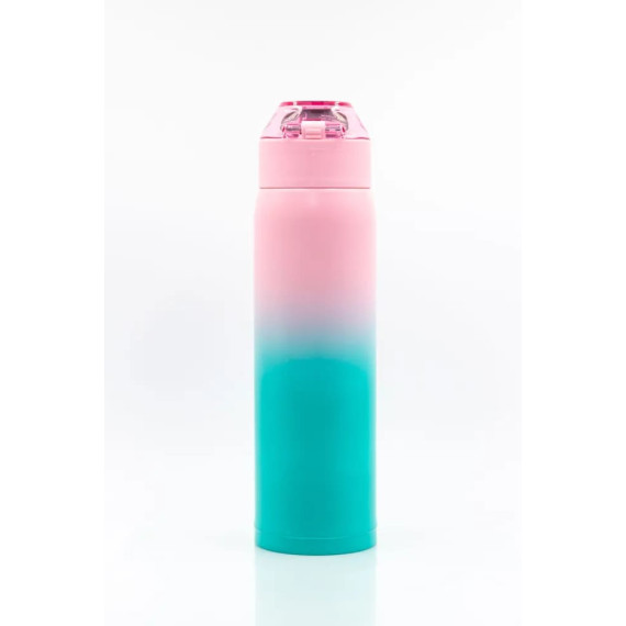 Butelka termiczna stalowa 500ml Termos z ustnikiem różowo-turkusowy