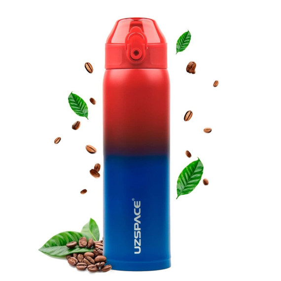 Butelka termiczna stalowa 500ml Termos z ustnikiem czerwono-granatowy