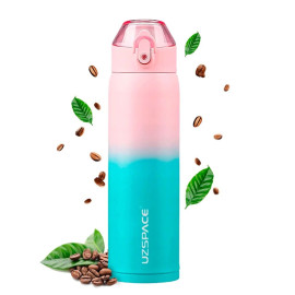 Butelka termiczna stalowa 500ml Termos z ustnikiem różowo-turkusowy