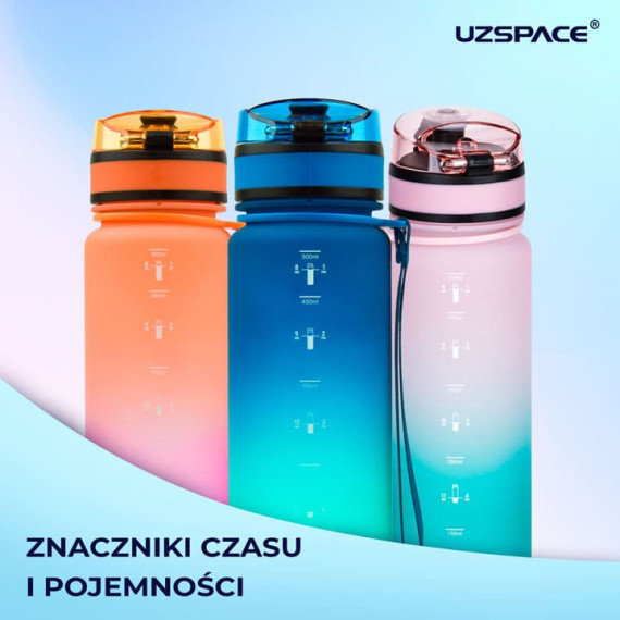 Butelka na wodę z tritanu 500ml motywacyjna czarno-niebieska