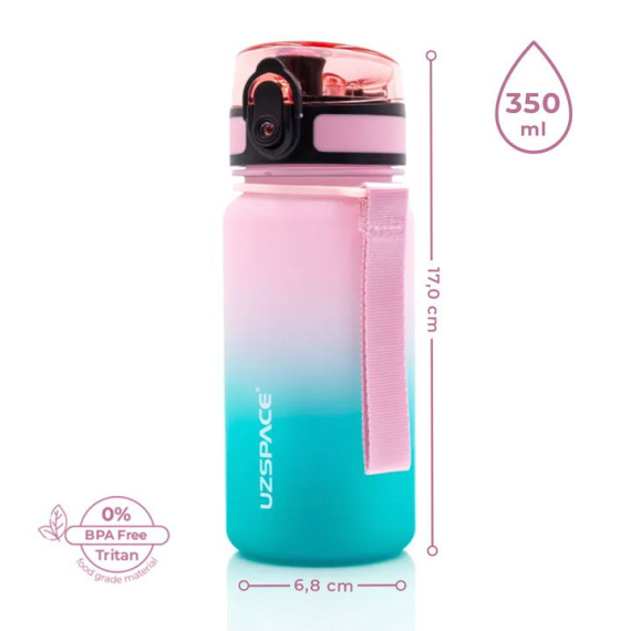 Butelka na wodę dla dzieci z tritanu 350ml różowo-turkusowa
