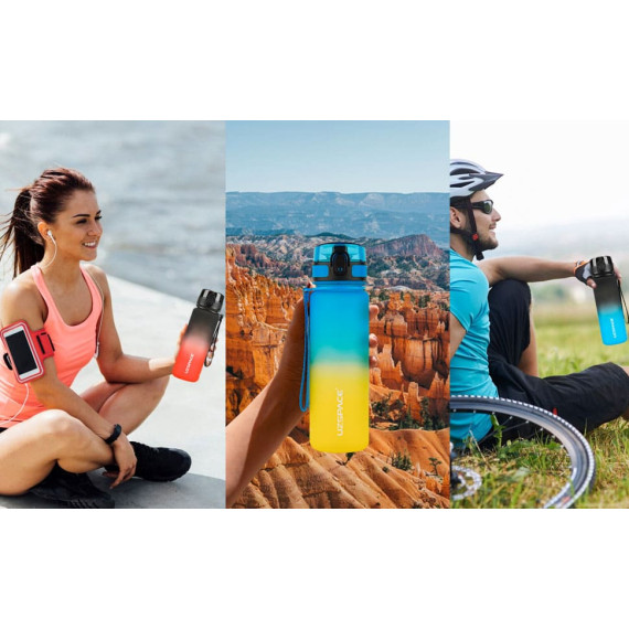 Butelka na wodę z tritanu 500ml motywacyjna czarno-niebieska