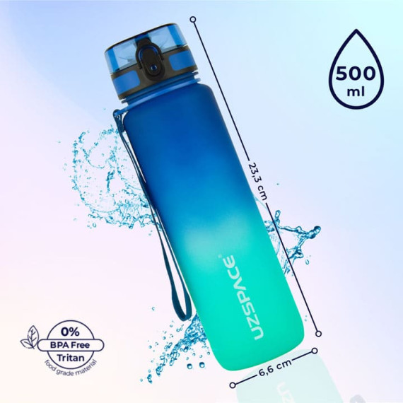 Butelka na wodę z tritanu 500ml motywacyjna czarno-niebieska
