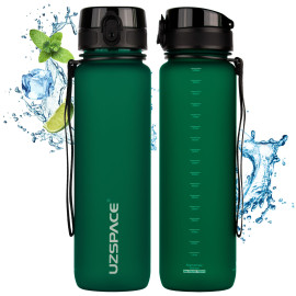 Butelka na wodę z tritanu 1L Bidon sportowy na trening ciemnozielony