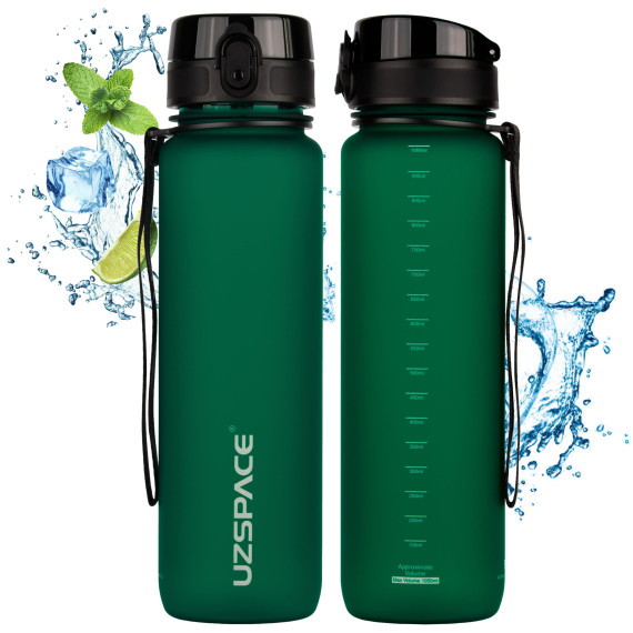 Butelka na wodę z tritanu 1L Bidon sportowy na trening ciemnozielony